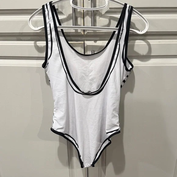 Fendi White and Black Logo One-Piece Swimsuit - Picture 2 of 3